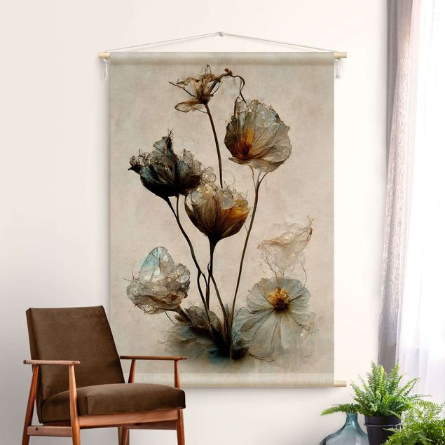 Wandteppich modern Getrocknete Blüten