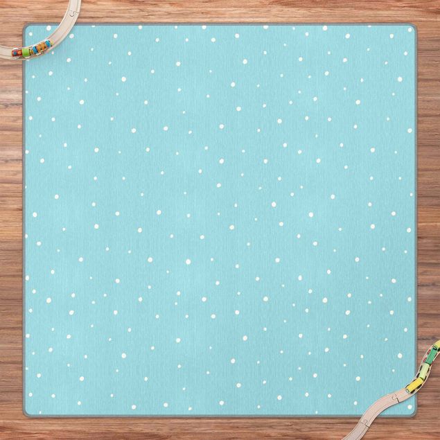 Teppich blau Gezeichnete kleine Punkte auf Pastellblau
