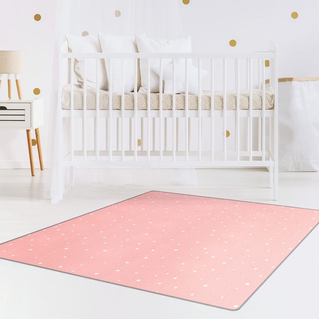 Teppich Kinderzimmer Gezeichnete kleine Punkte auf Pastellrosa