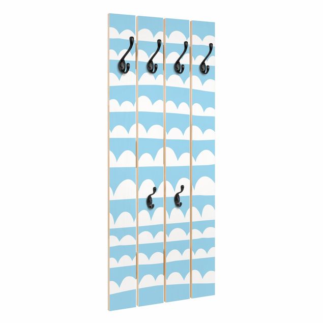 Wandgarderobe Holzpalette - Gezeichnete Weiße Wolkenbänder im Blauen Himmel