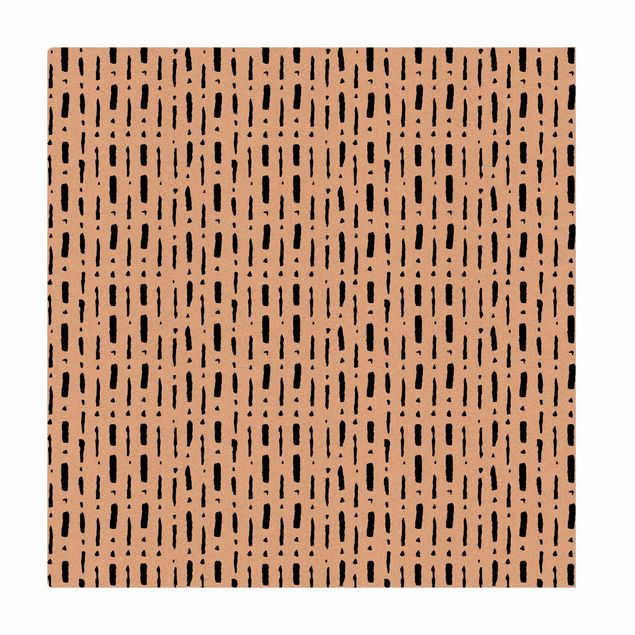 Kork-Teppich - Gezeichneter Strichpunktregen - Quadrat 1:1