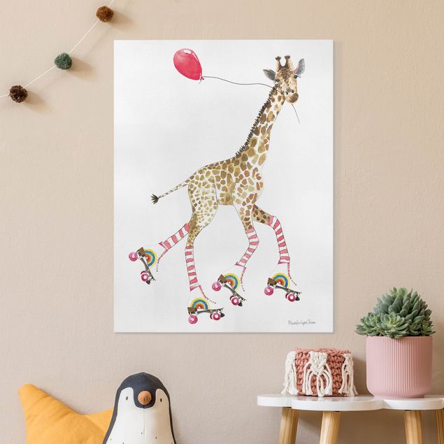 Tierbilder Leinwand Giraffe auf Freudenfahrt