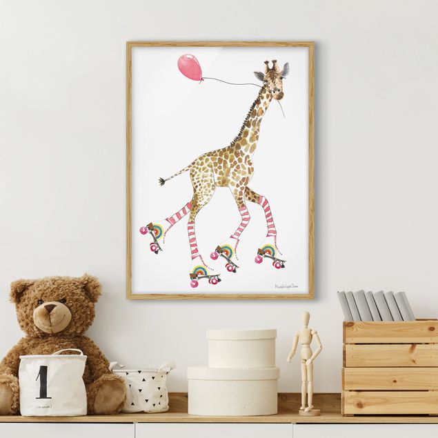 Moderne Bilder mit Rahmen Giraffe auf Freudenfahrt