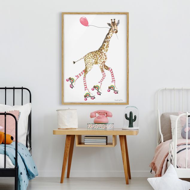 Tiere Bilder mit Rahmen Giraffe auf Freudenfahrt