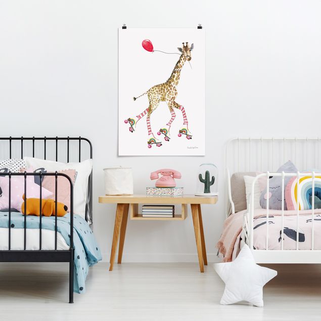 Moderne Poster Giraffe auf Freudenfahrt