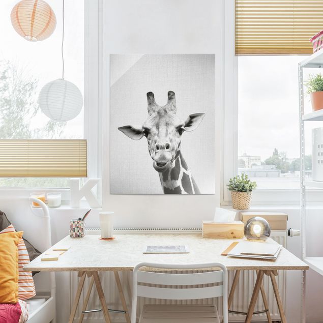 Glasbilder Tiere Giraffe Gundel Schwarz Weiß