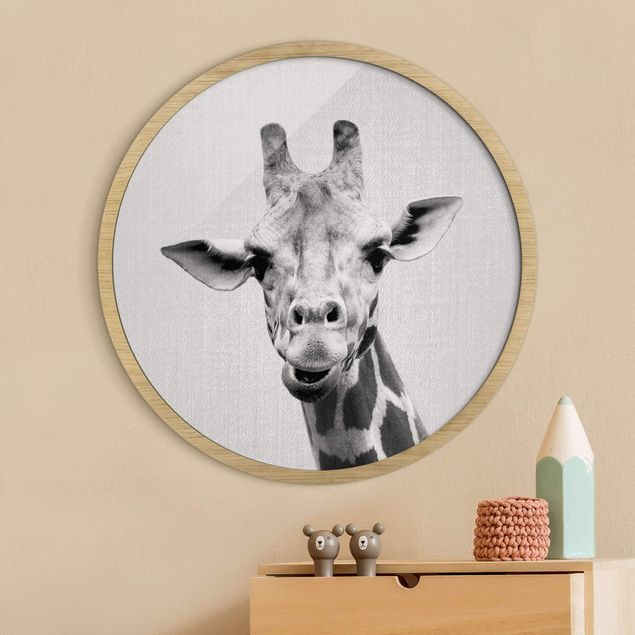 schwarz-weiß Bilder gerahmt Giraffe Gundel Schwarz Weiß