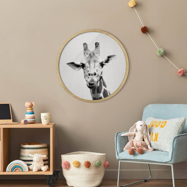 Moderne Bilder mit Rahmen Giraffe Gundel Schwarz Weiß