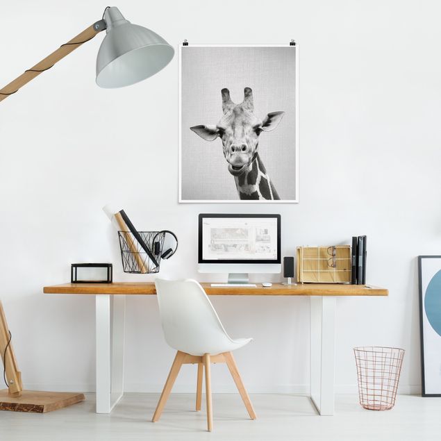 Moderne Poster Giraffe Gundel Schwarz Weiß