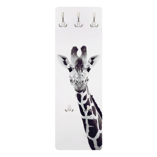 Garderobe - Giraffen Portrait in Schwarz-weiß