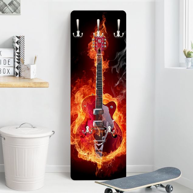 Wandgarderoben Gitarre in Flammen
