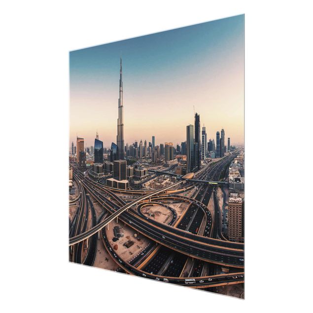 Glasbild - Abendstimmung in Dubai - Quadrat 1:1