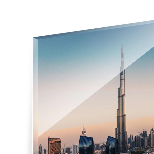 Glasbild - Abendstimmung in Dubai - Quadrat 1:1