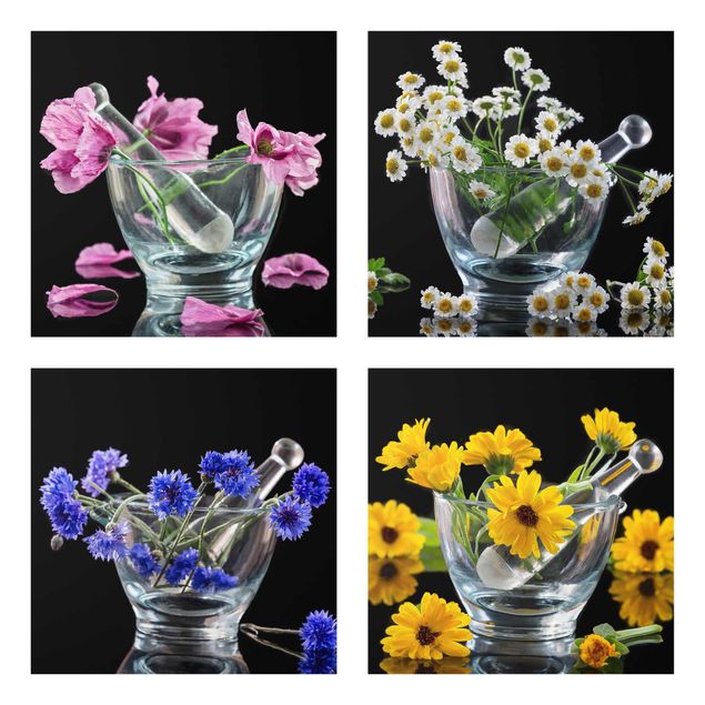 Bilder auf Glas Blumen im Mörser