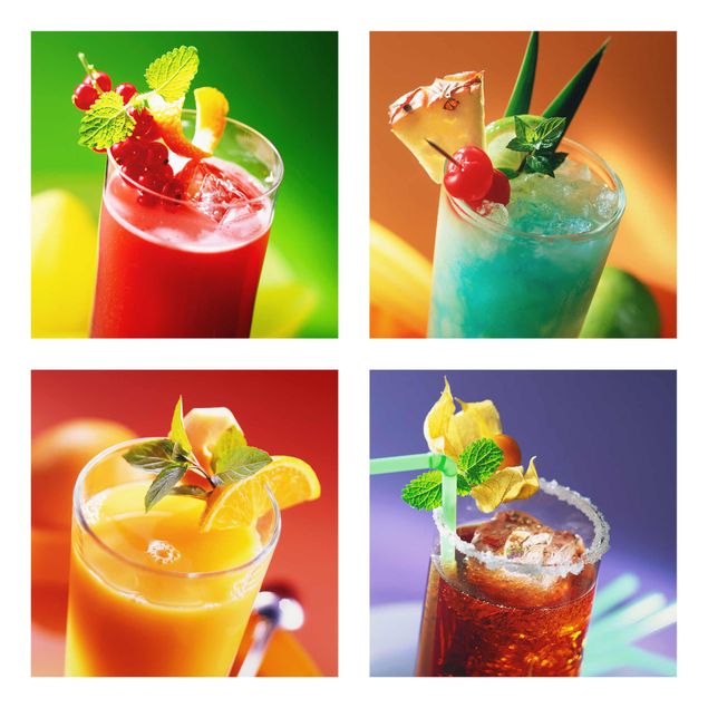 Glasbild - Bunte Cocktails 4-teilig