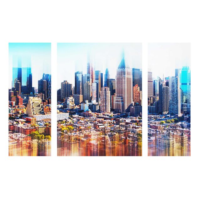 Glasbild Manhattan Skyline Urban Stretch mehrteilig - 3-teilig