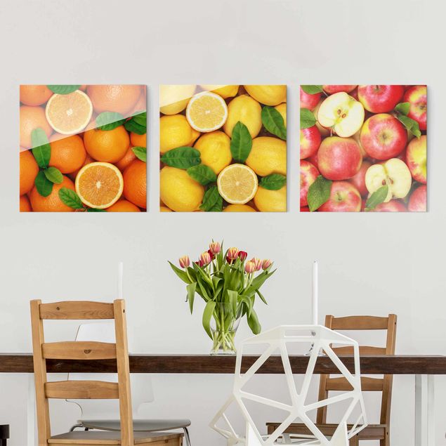 Bilder auf Glas Früchte Trio