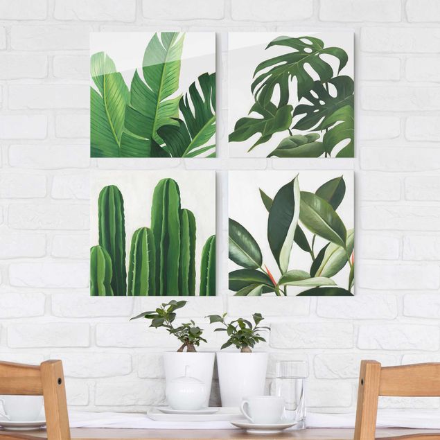 Glas Wandbilder XXL Lieblingspflanzen Tropical Set I