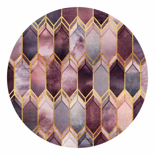 Mustertapeten Glasmalerei geometrisch Rosé Gold