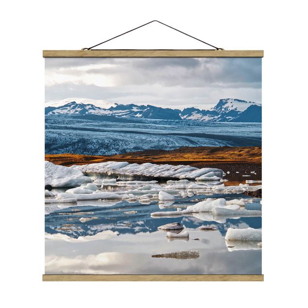 Stoffbild mit Posterleisten - Gletscherlagune - Quadrat 1:1