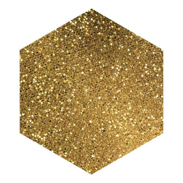 Hexagon Mustertapete selbstklebend - Glitzer Konfetti in Gold