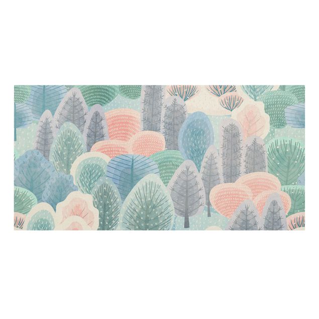 Leinwandbild Natur - Glücklicher Wald in Pastell - Querformat 2:1