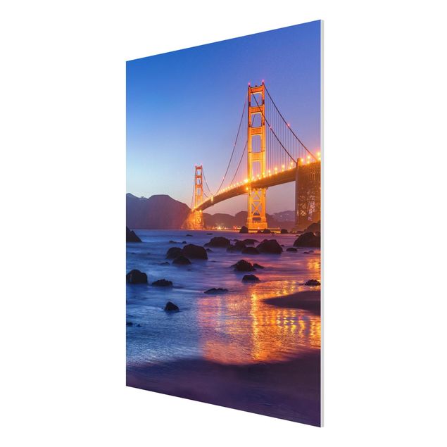 Forex Fine Art Print - Golden Gate Bridge am Abend - Hochformat 3:4