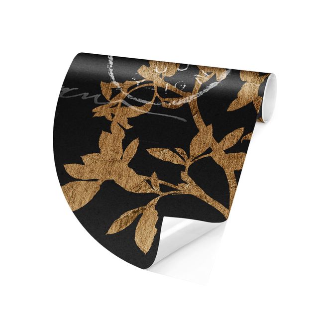 Design Tapeten Goldene Blätter auf Mokka II