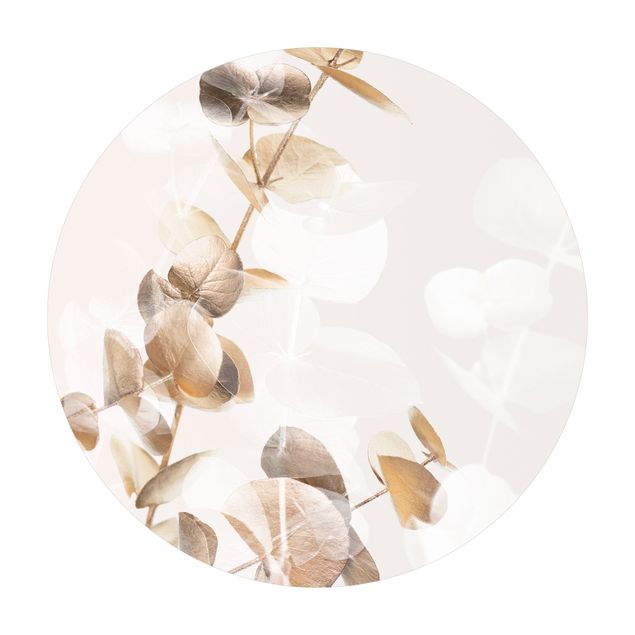 Vinyl-Teppich Goldene Eukalyptuszweige mit Weiß I