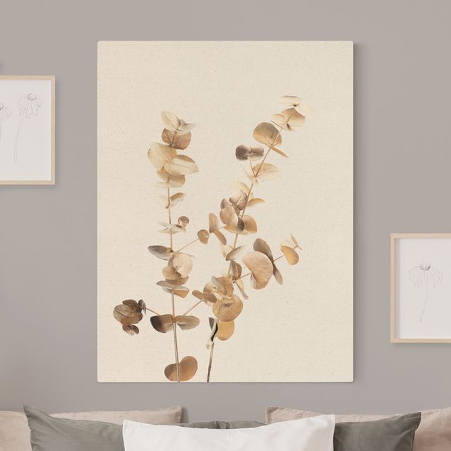 Leinwandbilder Gold Goldene Eukalyptuszweige