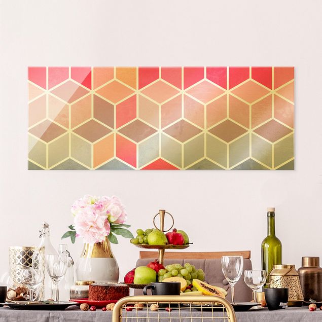 Fredriksson Poster Goldene Geometrie - Buntes Pastell