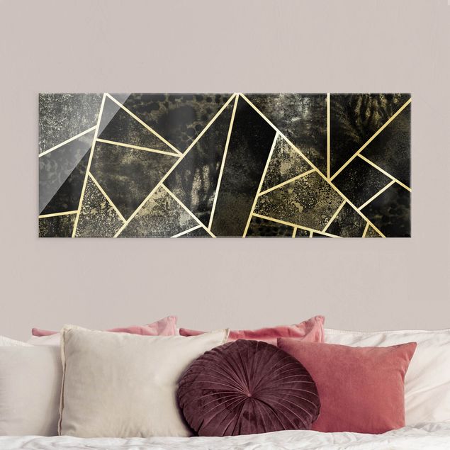 Fredriksson Poster Goldene Geometrie - Graue Dreiecke