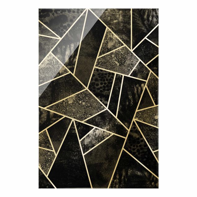 Glasbild - Goldene Geometrie - Graue Dreiecke - Hochformat 2:3