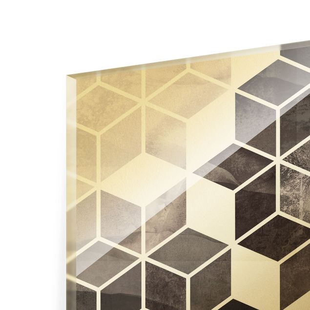 Glasbild - Goldene Geometrie - Schwarz Weiß - Querformat 4:3