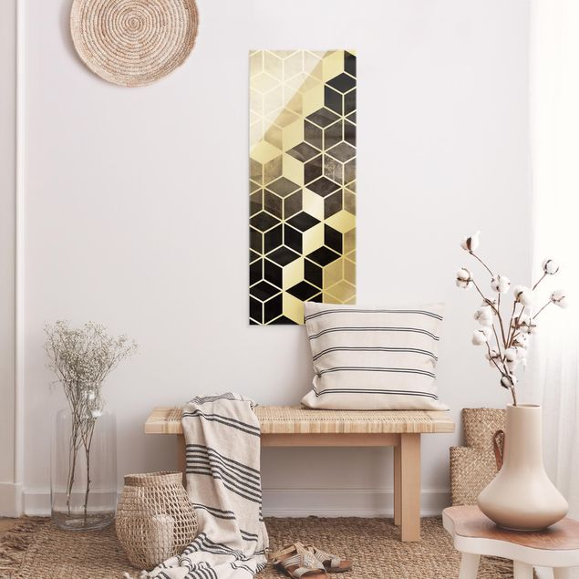 Fredriksson Poster Goldene Geometrie - Schwarz Weiß