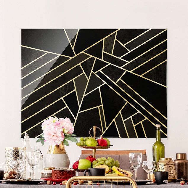 Fredriksson Poster Goldene Geometrie - Schwarze Dreiecke