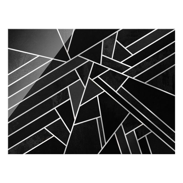 Glasbild - Goldene Geometrie - Schwarze Dreiecke - Querformat 4:3