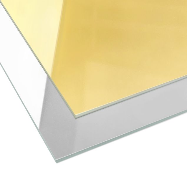 Glasbild - Goldene Geometrie - Sechsecke Schwarz Weiß - Hochformat 2:5