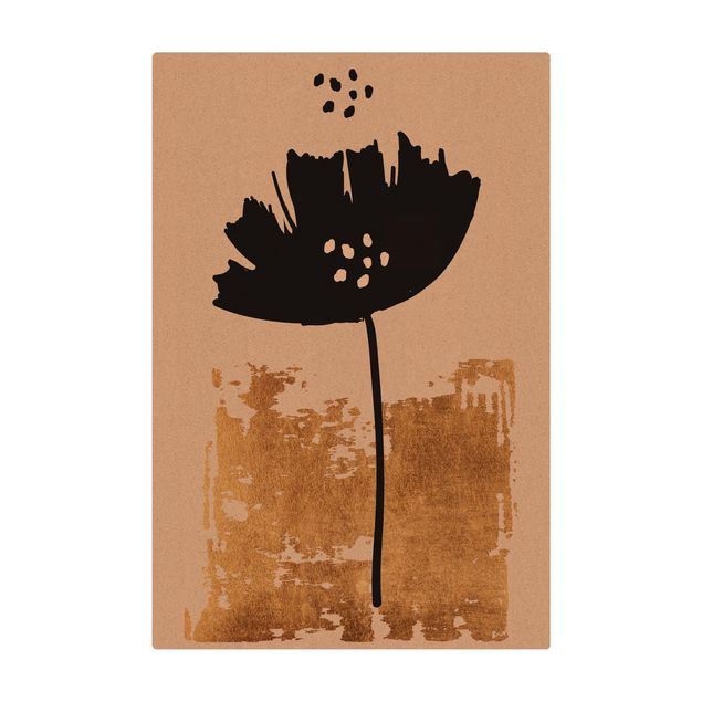 Kork-Teppich - Goldene Mohn Blume - Hochformat 2:3