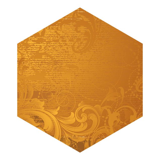 Hexagon Mustertapete selbstklebend - Goldener Barock