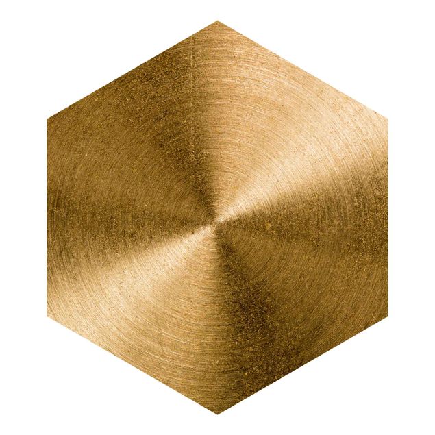 Hexagon Mustertapete selbstklebend - Goldener Kreis gebürstet