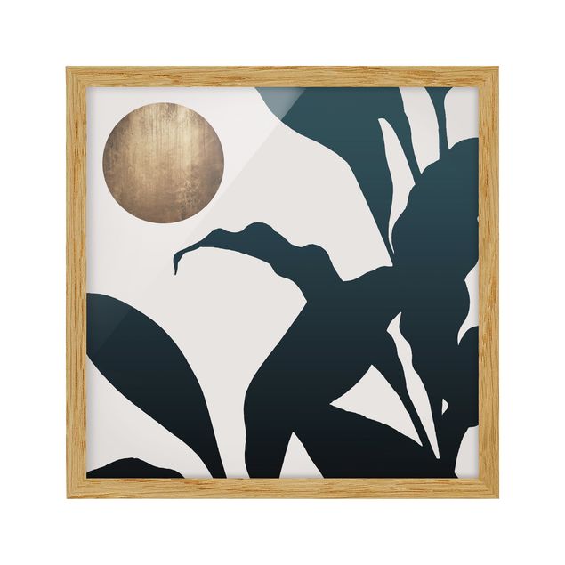 Wandbilder mit Rahmen Goldener Mond im Dschungel