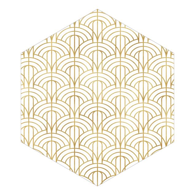 Tapeten Goldenes Art Deco Muster XXL