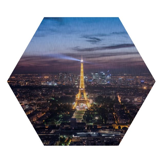 Hexagon Bild Alu-Dibond - Good Night Paris