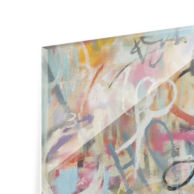 Glasbild - Graffiti Freedom in Pastell - Quadrat