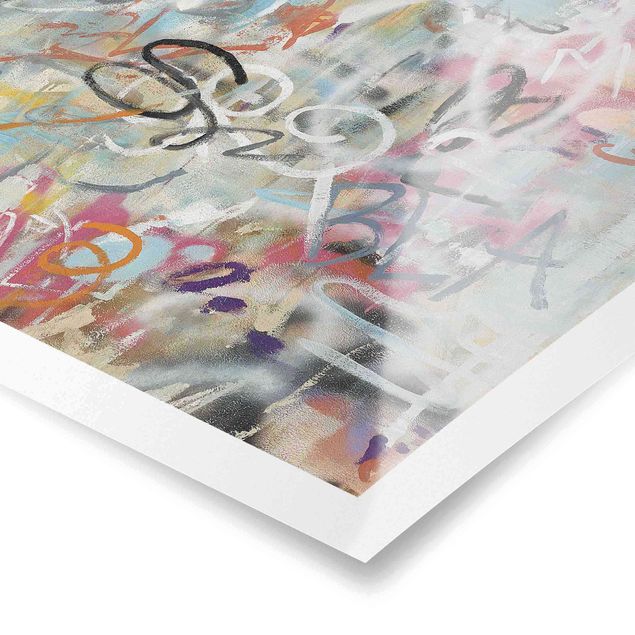 Poster - Graffiti Love in Pastell - Quadrat 1:1