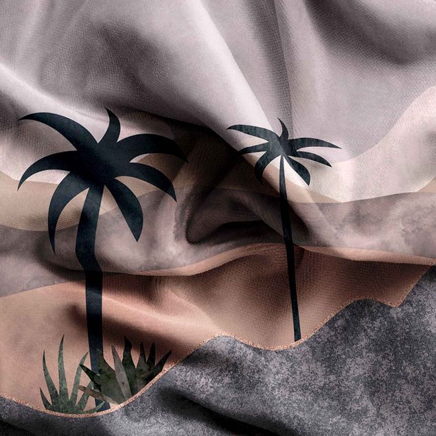 Blickdichte Vorhänge Grafische Landschaft mit Palmen