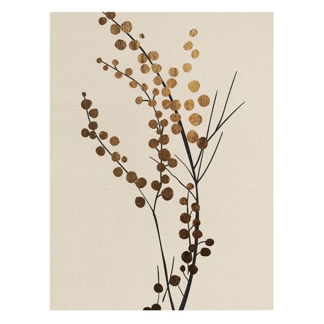 Leinwandbilder kaufen Grafische Pflanzenwelt - Beeren Gold