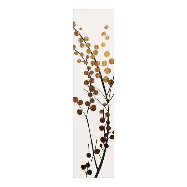 Schiebegardinen Set - Grafische Pflanzenwelt - Beeren Gold - Flächenvorhang