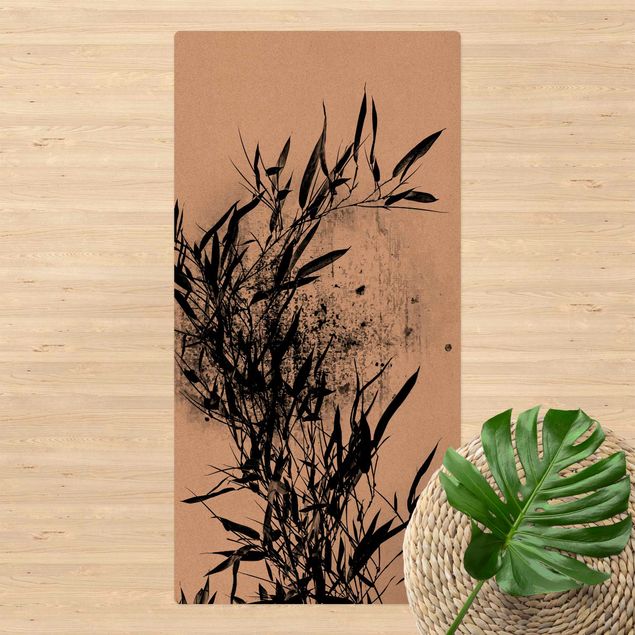 Läufer Grafische Pflanzenwelt - Schwarzer Bambus